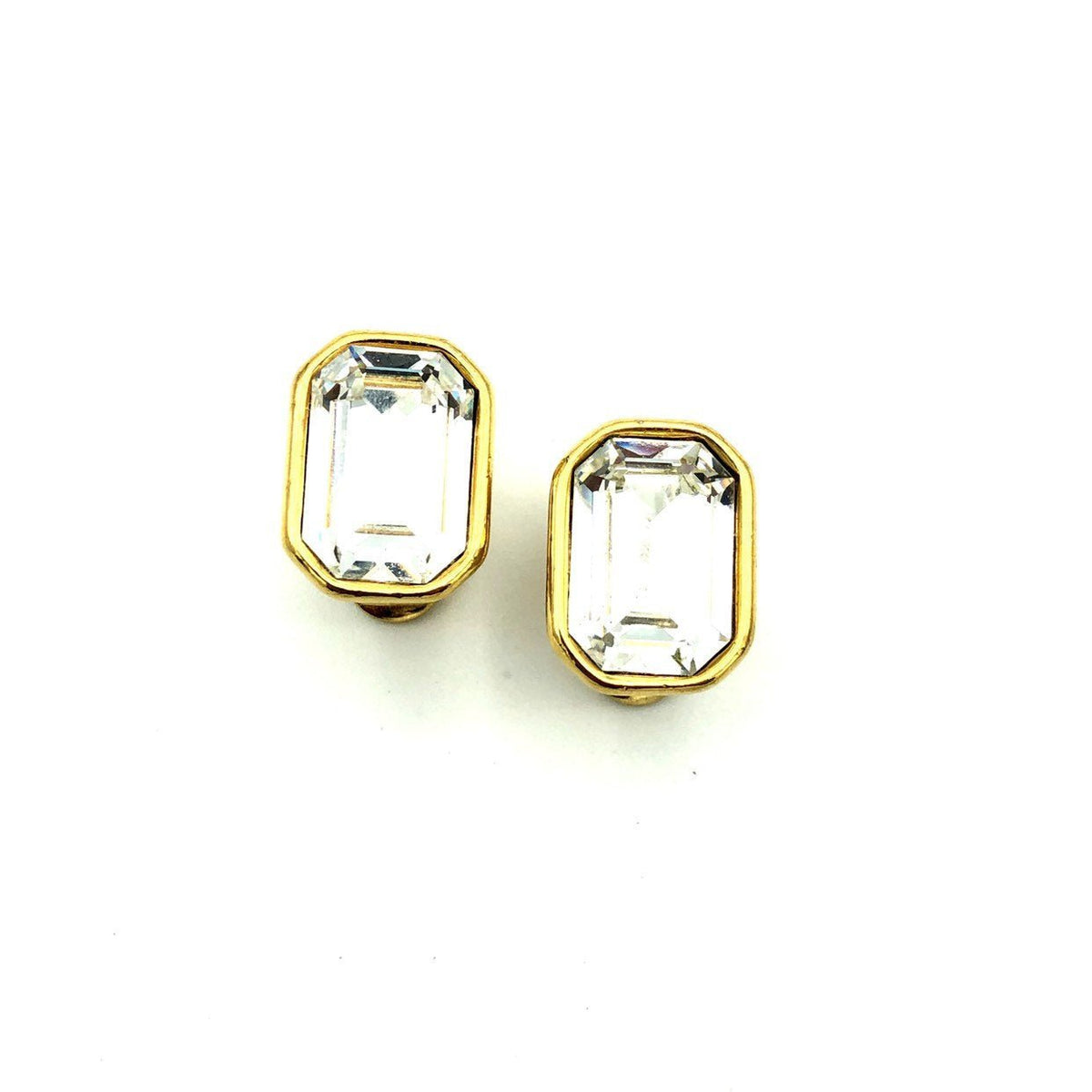 Classic Monet Clear Rhinestone Vintage Clip - On Earrings - 24 Wishes Vintage Jewelry