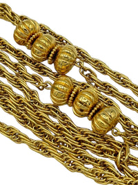 Classic Monet Gold Link & Scallop Bead Stations Long Vintage Necklace - 24 Wishes Vintage Jewelry