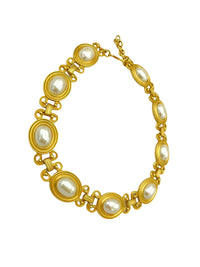 Classic Monet Matt Gold Chunky Pearl Vintage Necklace - 24 Wishes Vintage Jewelry