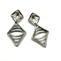 Classic Monet Silver Cut Out Dangle Vintage Pierced Earrings - 24 Wishes Vintage Jewelry