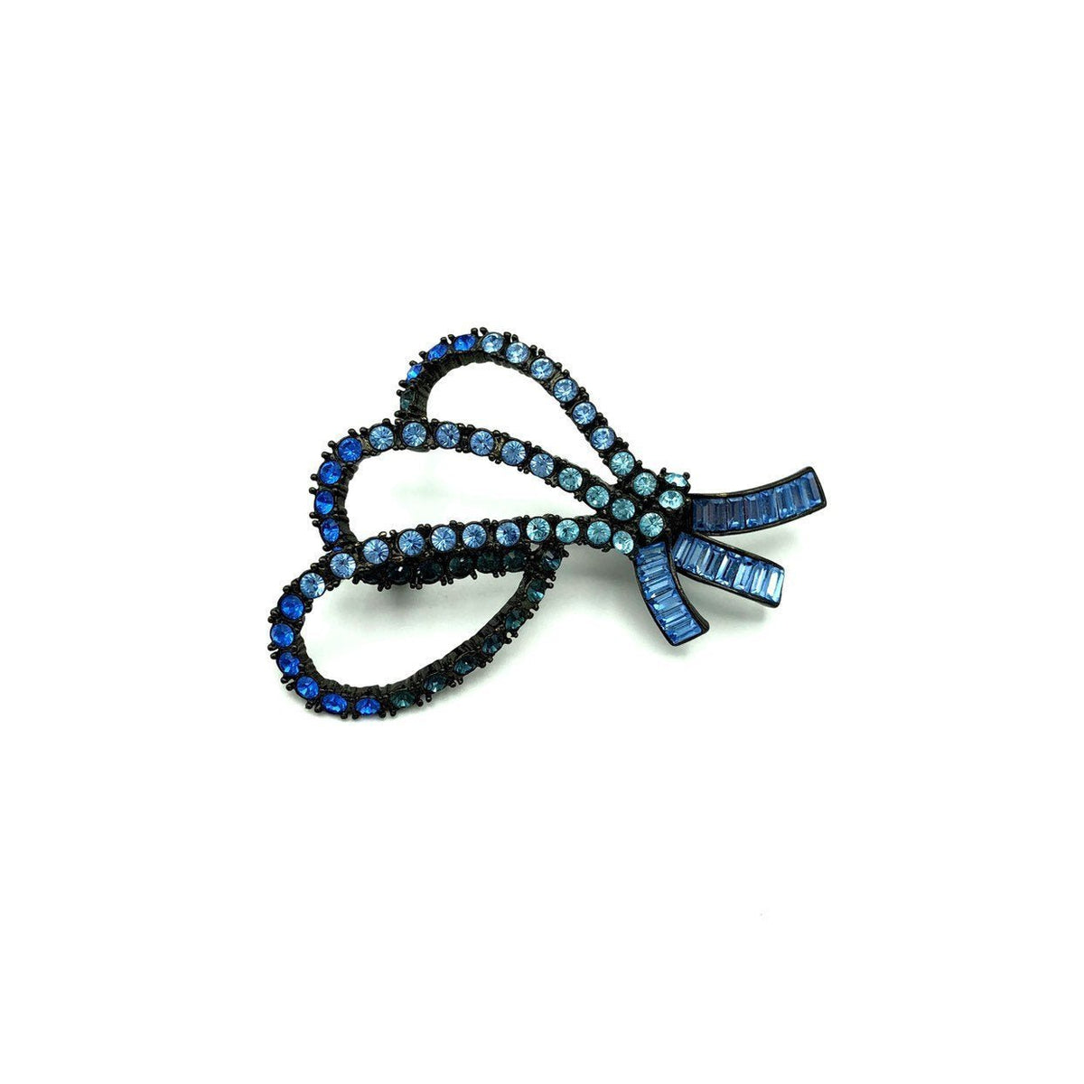 Classic Nolan Miller Bow Sapphire Blue Vintage Brooch - 24 Wishes Vintage Jewelry