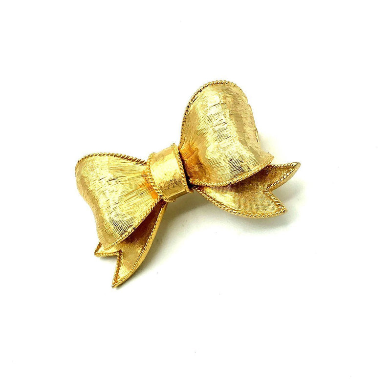 Classic Petite Gold Bow Ribbon Brooch - 24 Wishes Vintage Jewelry