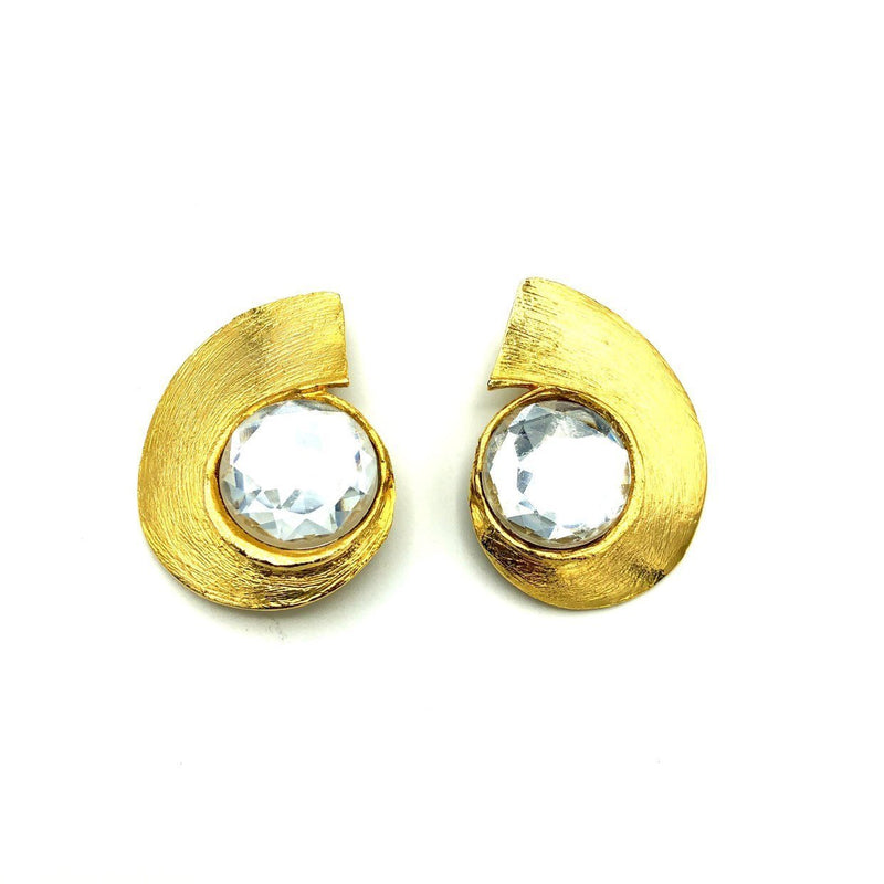 Classic Retro Gold Statement Vintage Clip - On Earrings - 24 Wishes Vintage Jewelry