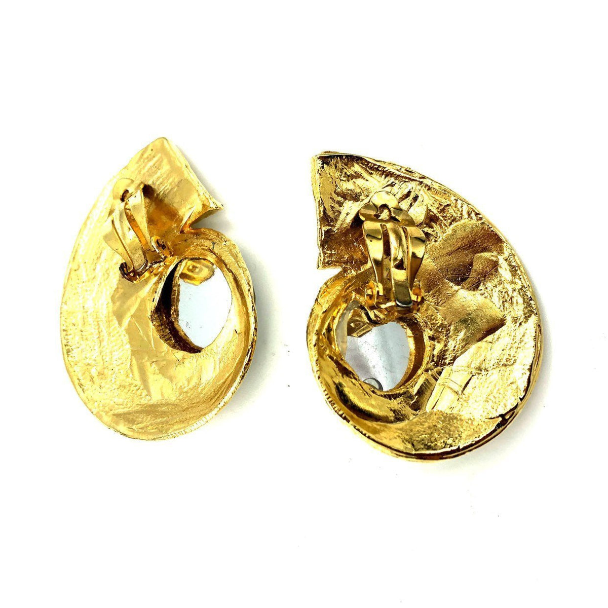 Classic Retro Gold Statement Vintage Clip - On Earrings - 24 Wishes Vintage Jewelry