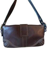 Coach 8A05 Vintage Soho Y2K Brown Leather Shoulder Bag Contrast Stitching Accessories 24 Wishes Vintage Jewelry