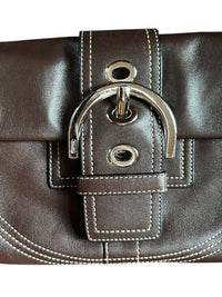 Coach 8A05 Vintage Soho Y2K Brown Leather Shoulder Bag Contrast Stitching Accessories 24 Wishes Vintage Jewelry