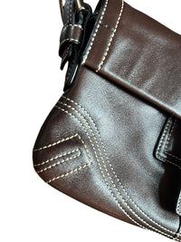 Coach 8A05 Vintage Soho Y2K Brown Leather Shoulder Bag Contrast Stitching Accessories 24 Wishes Vintage Jewelry
