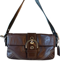 Coach 8A05 Vintage Soho Y2K Brown Leather Shoulder Bag Contrast Stitching Accessories 24 Wishes Vintage Jewelry