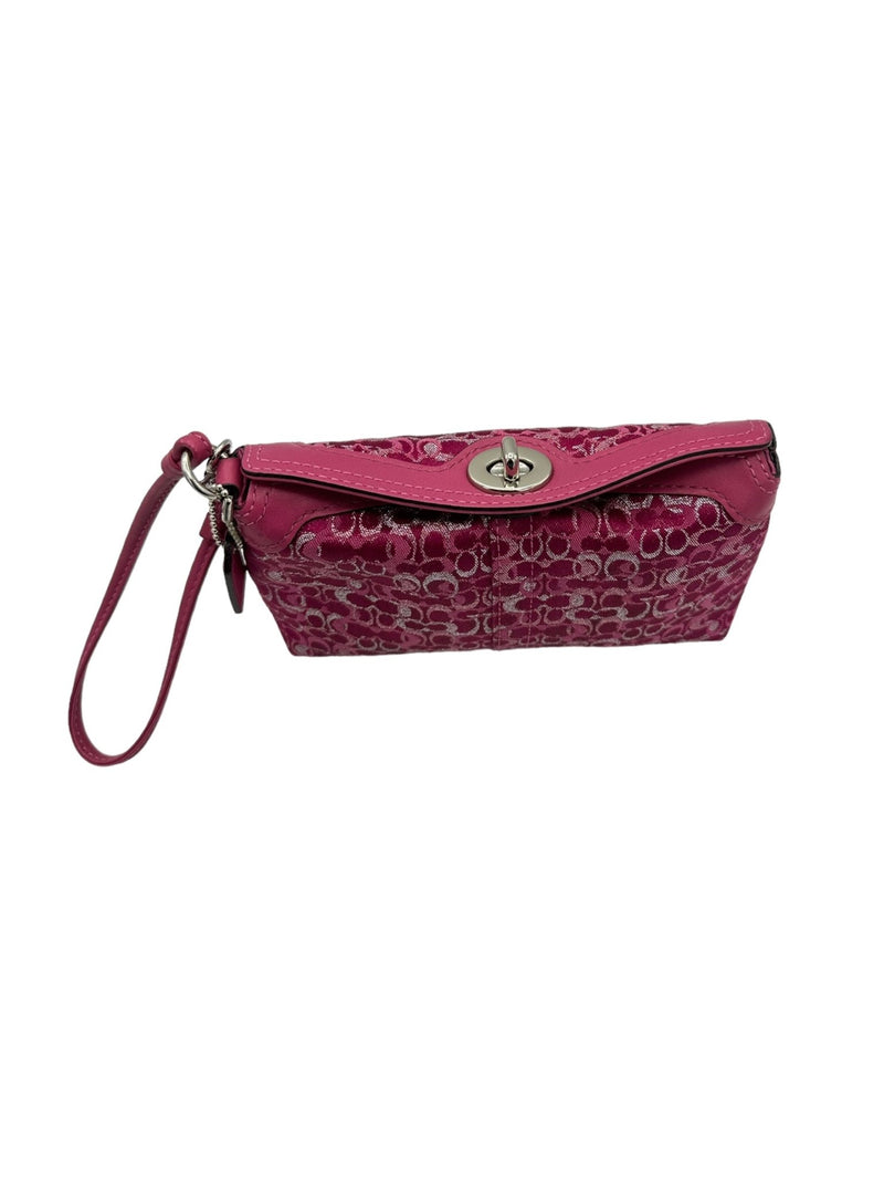 Coach Madison Pink Raspberry Y2K Limited Edition Jacquard Wristlet Clutch - 24 Wishes Vintage Jewelry