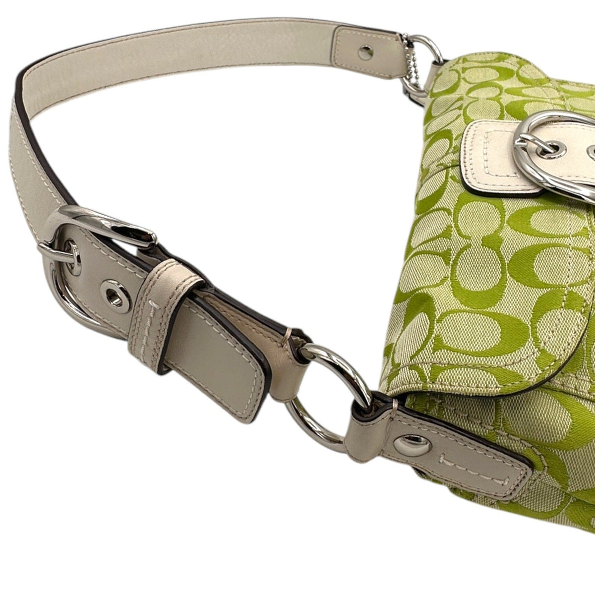 AccessoriesCoach Soho Lime Green Signature Jacquard Shoulder Bag Y2K Buckle Flap Purse F15668