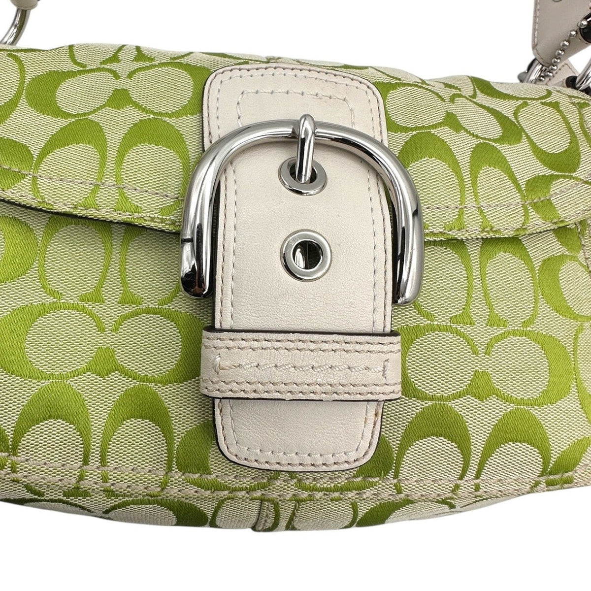 AccessoriesCoach Soho Lime Green Signature Jacquard Shoulder Bag Y2K Buckle Flap Purse F15668