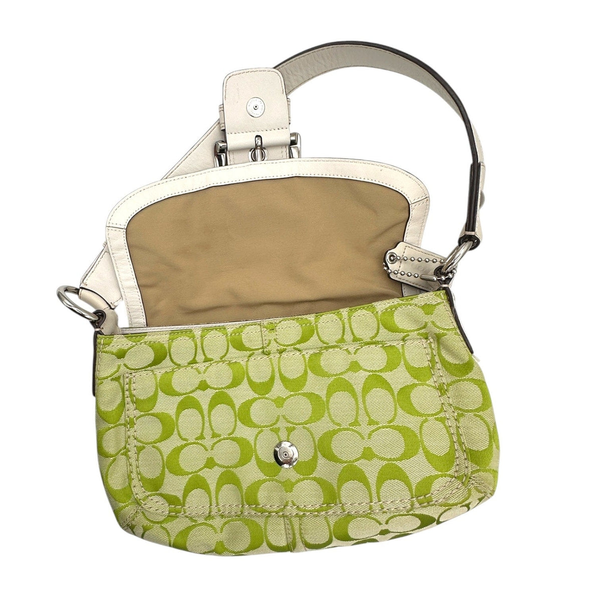 AccessoriesCoach Soho Lime Green Signature Jacquard Shoulder Bag Y2K Buckle Flap Purse F15668