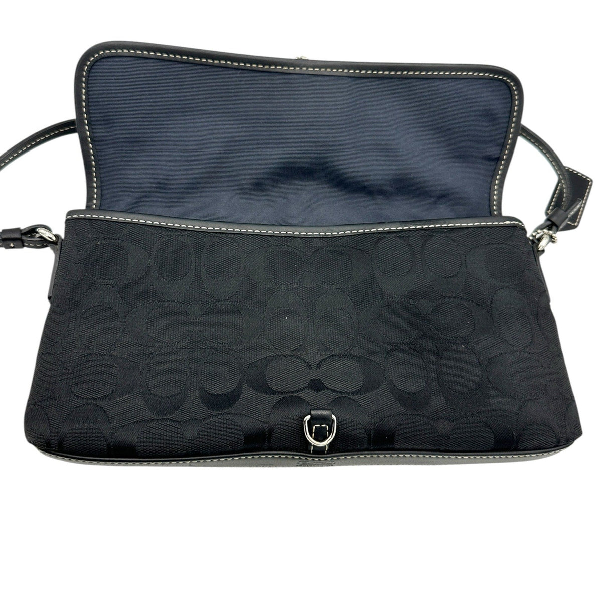 Coach Vintage Y2K Hamptons Demi Flap Bag Black Signature Canvas Purse