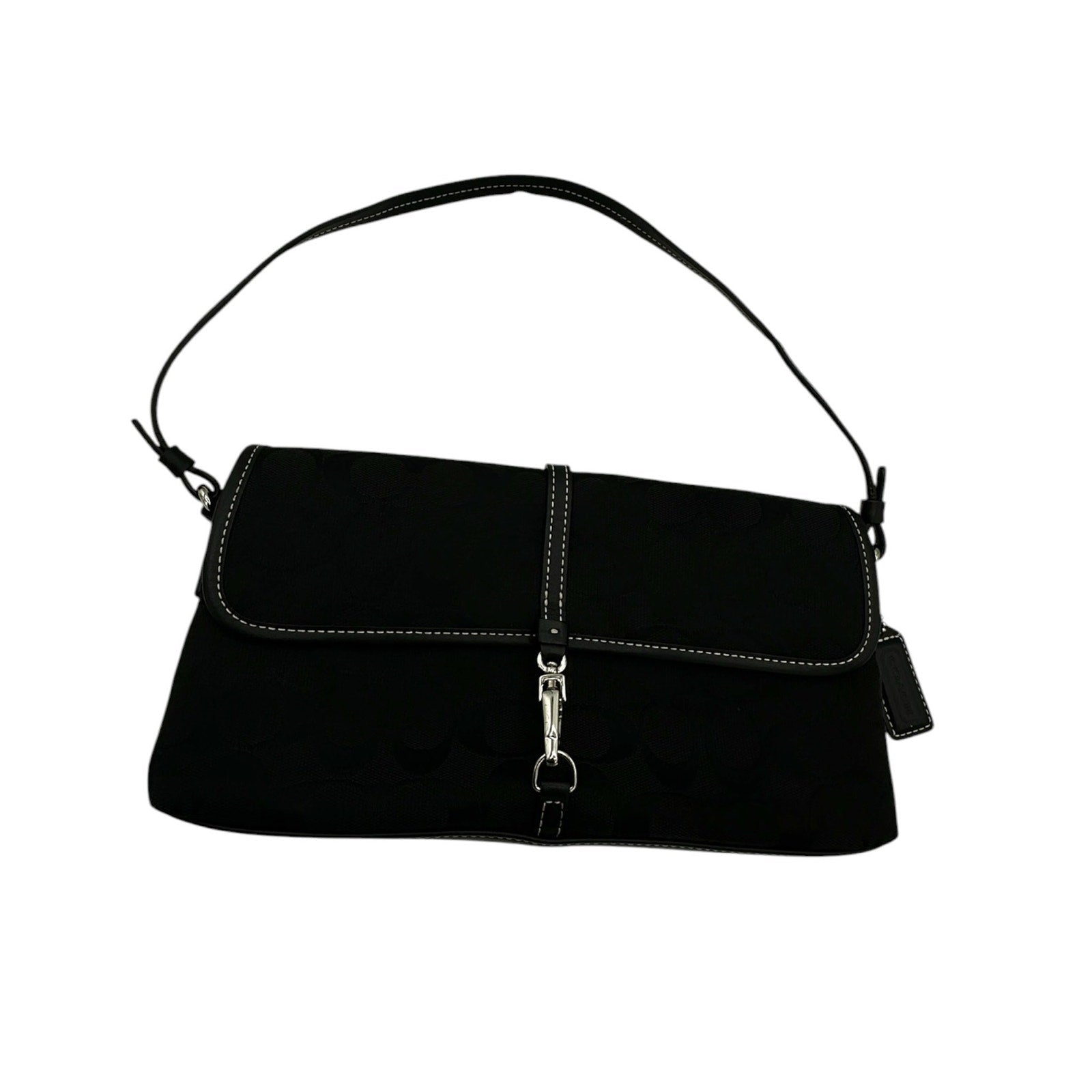 バッグ COACH Hamptons Signature Black 10248 Y2K Coach Vintage Y2K Hamptons Demi Flap Bag Black Signature Canvas
