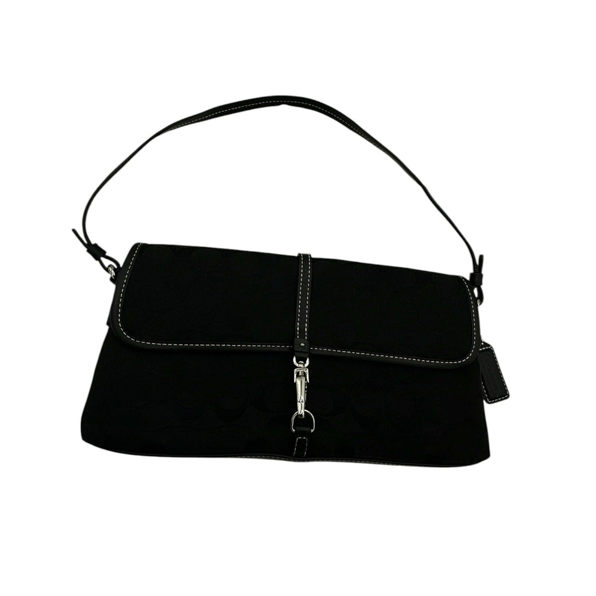 Coach Vintage Y2K Hamptons Demi Flap Bag Black Signature Canvas Purse