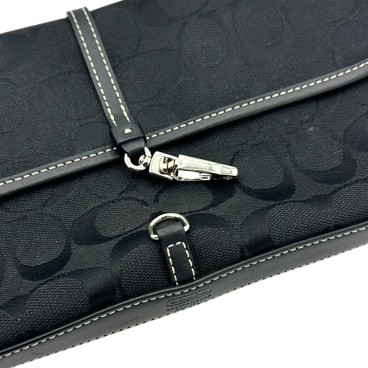 Coach Vintage Y2K Hamptons Demi Flap Bag Black Signature Canvas Purse