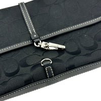 Coach Vintage Y2K Hamptons Demi Flap Bag Black Signature Canvas Purse