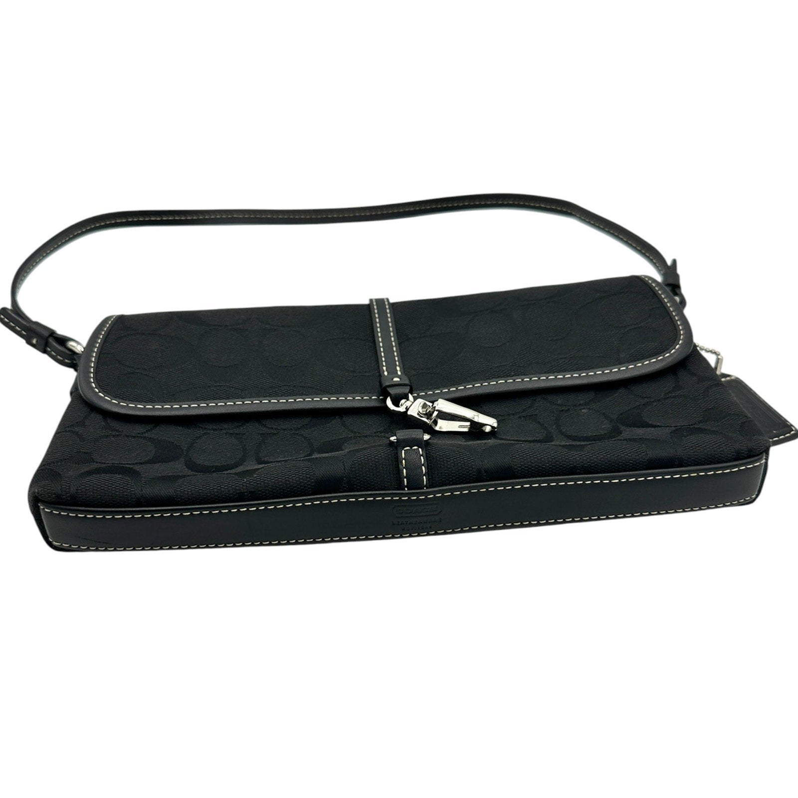Coach Vintage Y2K Hamptons Demi Flap Bag Black Signature Canvas