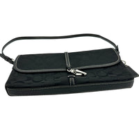 Coach Vintage Y2K Hamptons Demi Flap Bag Black Signature Canvas Purse