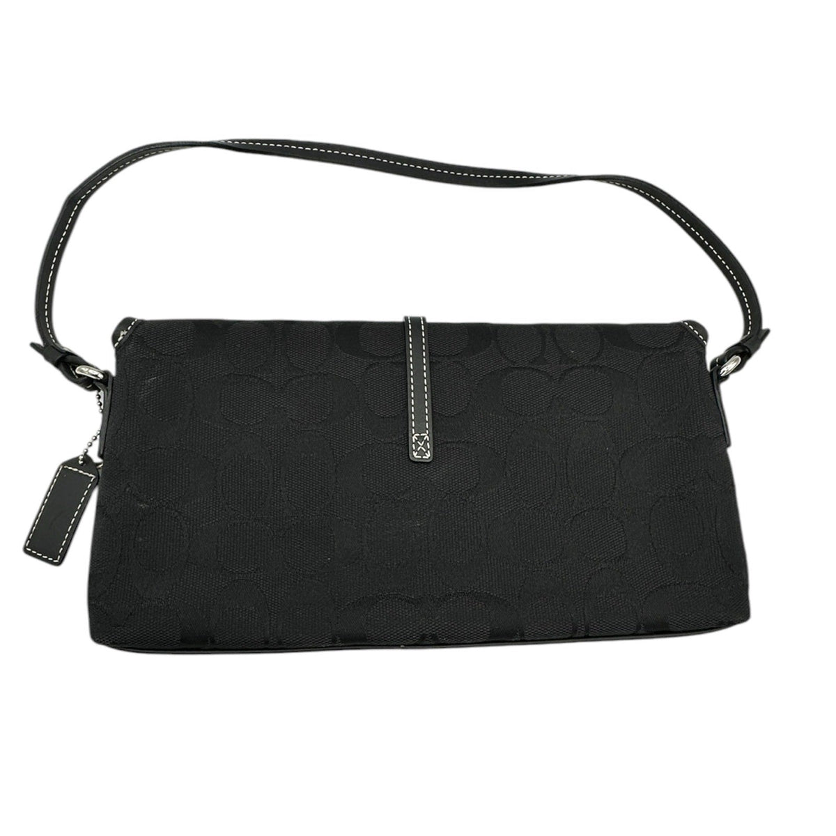 Coach Vintage Y2K Hamptons Demi Flap Bag Black Signature Canvas Purse