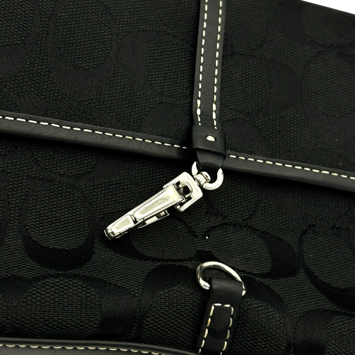 Coach Vintage Y2K Hamptons Demi Flap Bag Black Signature Canvas Purse