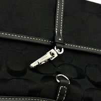 Coach Vintage Y2K Hamptons Demi Flap Bag Black Signature Canvas Purse