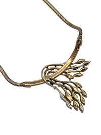 Collectible Gold Crown Trifari Clear Rhinestone Floral Pendant - 24 Wishes Vintage Jewelry
