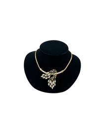 Collectible Gold Crown Trifari Clear Rhinestone Floral Pendant - 24 Wishes Vintage Jewelry