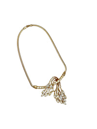 Collectible Gold Crown Trifari Clear Rhinestone Floral Pendant - 24 Wishes Vintage Jewelry