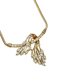 Collectible Gold Crown Trifari Clear Rhinestone Floral Pendant - 24 Wishes Vintage Jewelry