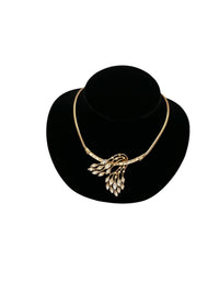 Collectible Gold Crown Trifari Clear Rhinestone Floral Pendant - 24 Wishes Vintage Jewelry