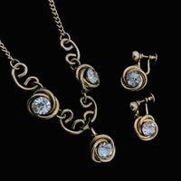 Coro Gold Clear Rhinestone Jewelry Set - 24 Wishes Vintage Jewelry