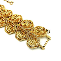 Coro Pegasus Vintage Gold Filigree Leaf Bracelet - 24 Wishes Vintage Jewelry