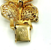 Coro Pegasus Vintage Gold Filigree Leaf Bracelet - 24 Wishes Vintage Jewelry
