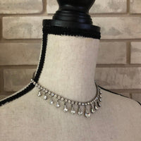 Coro Sterling Art Deco Teardrop Rhinestone Vintage Necklace - 24 Wishes Vintage Jewelry