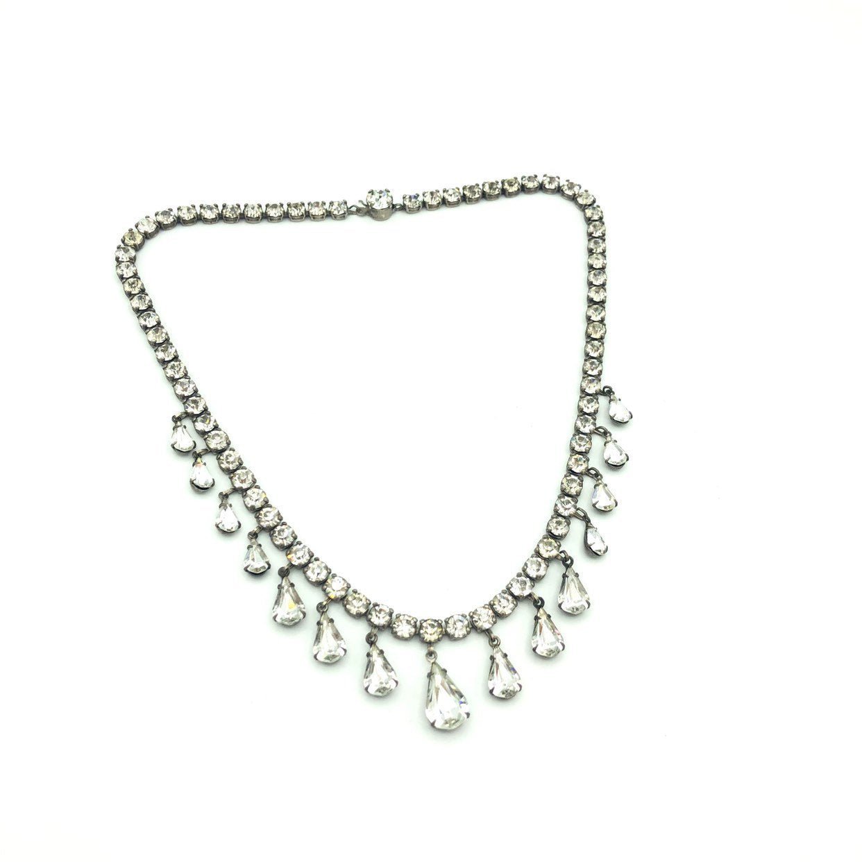 Coro Sterling Art Deco Teardrop Rhinestone Vintage Necklace