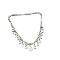 Coro Sterling Art Deco Teardrop Rhinestone Vintage Necklace - 24 Wishes Vintage Jewelry
