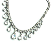 Coro Sterling Art Deco Teardrop Rhinestone Vintage Necklace - 24 Wishes Vintage Jewelry