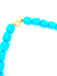 Crown Trifari Boho Long Turquoise Lucite Bead Necklace - 24 Wishes Vintage Jewelry