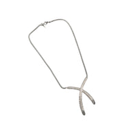 Necklaces & PendantsCrown Trifari Silver 1960s Modernist Textured Criss Cross Pendant Necklace