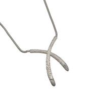 Necklaces & PendantsCrown Trifari Silver 1960s Modernist Textured Criss Cross Pendant Necklace