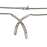 Necklaces & PendantsCrown Trifari Silver 1960s Modernist Textured Criss Cross Pendant Necklace