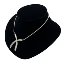 Necklaces & PendantsCrown Trifari Silver 1960s Modernist Textured Criss Cross Pendant Necklace