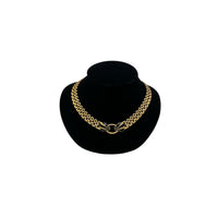 Trifari Gold Panther Link Chain Black Enamel Pendant