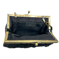 Black Beaded Evening Clutch Moni Couture Vintage Floral Purse