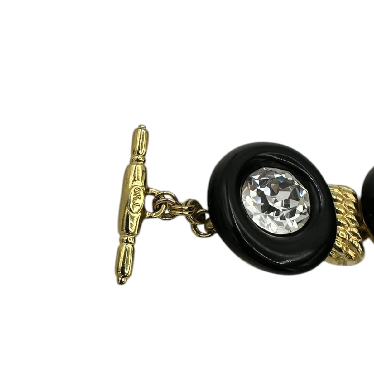 Kenneth Jay Lane KJL Black Circle Link Rhinestone Bracelet