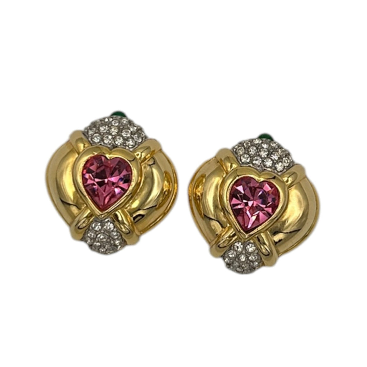 Nolan Miller Glamour Collection Pink Heart Crystal Clip-On Earrings