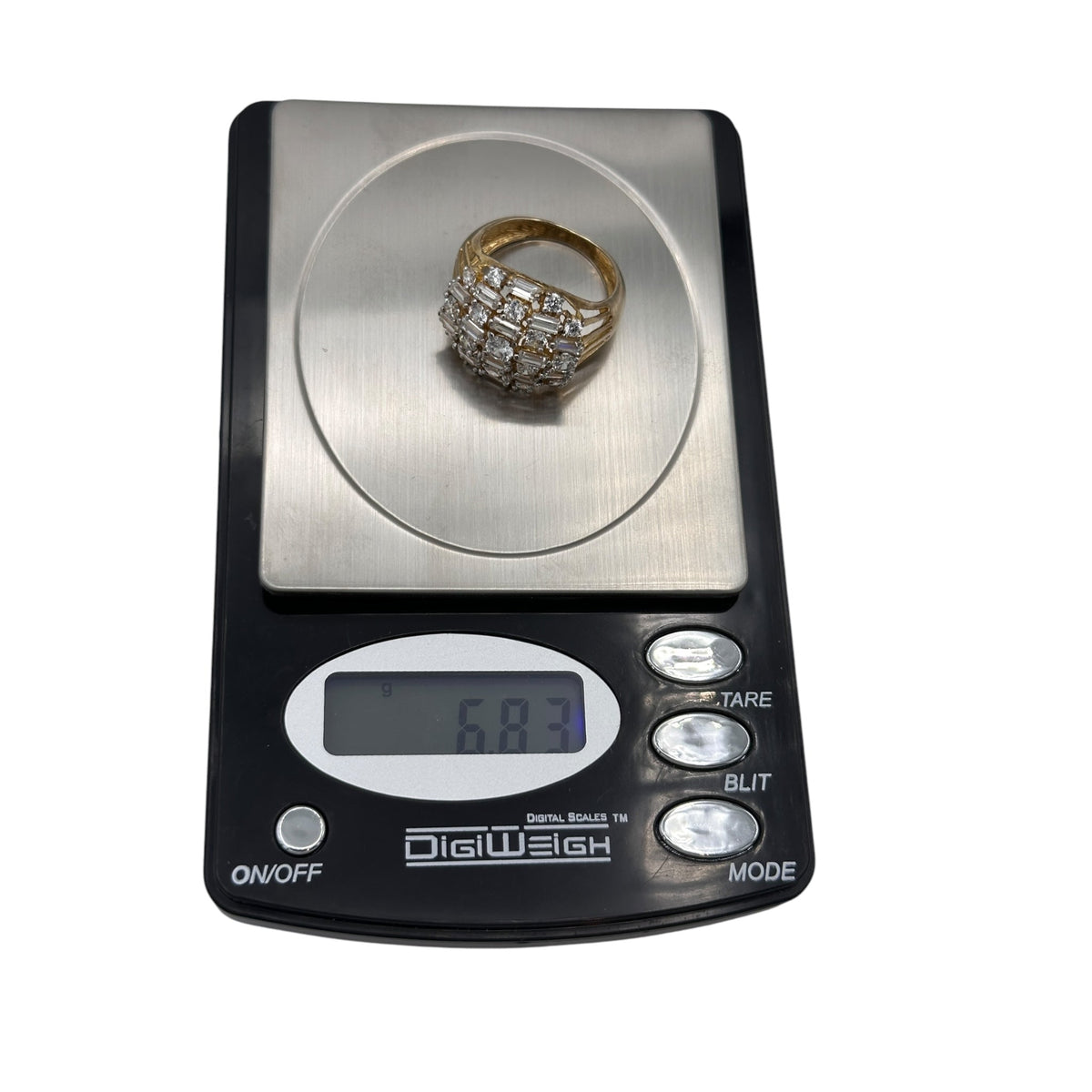 David Sigal C^A Sterling Vermeil Round Baguette Cluster Band