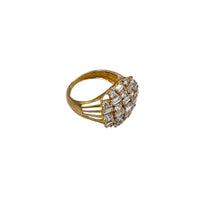 David Sigal C^A Sterling Vermeil Round & Baguette Cluster Band Ring - 24 Wishes Vintage Jewelry