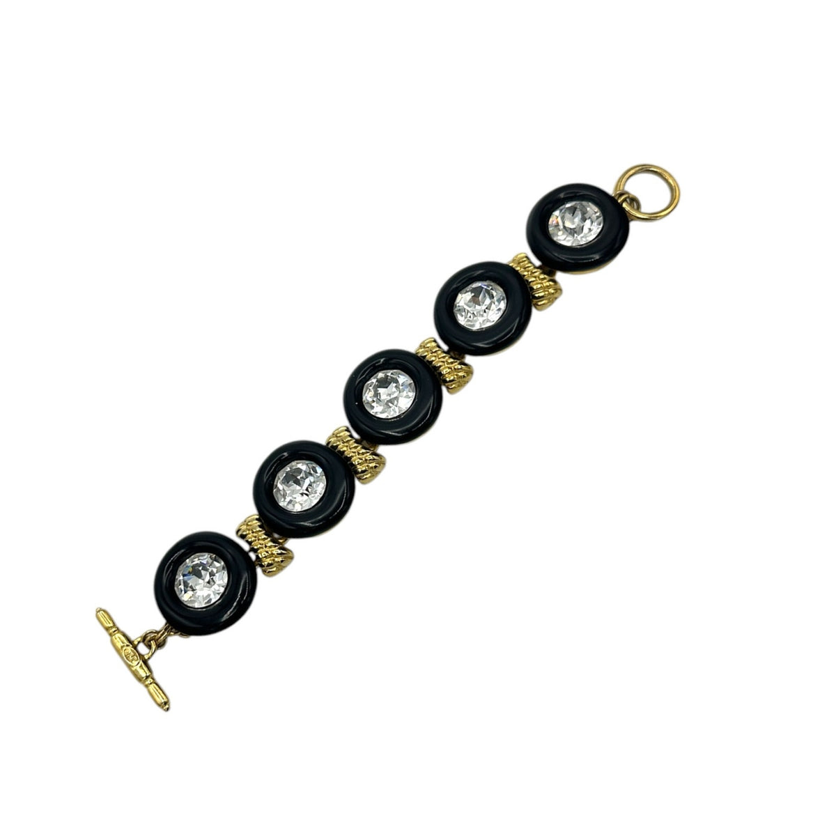 Kenneth Jay Lane KJL Black Circle Link Rhinestone Bracelet